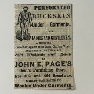 John E. Page's Gent's Furnishing Store 1870 Original Newspaper Clipping SAH1-M1